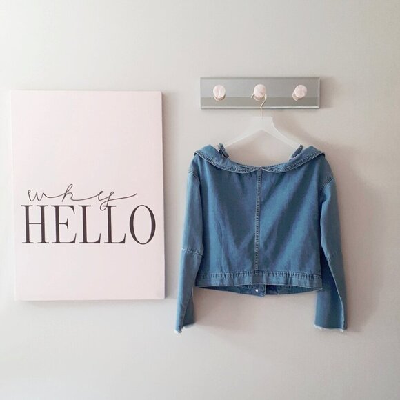 EUC Mustard Seed blue medium wash denim jacket with strap detail, M - Picture 7 of 12